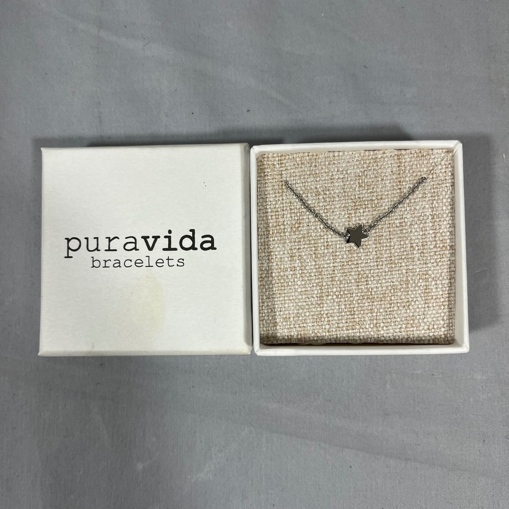 Pura Vida Star Chain Bracelet Silver Tone Adjustable Slider 10BRXX1265 NEW